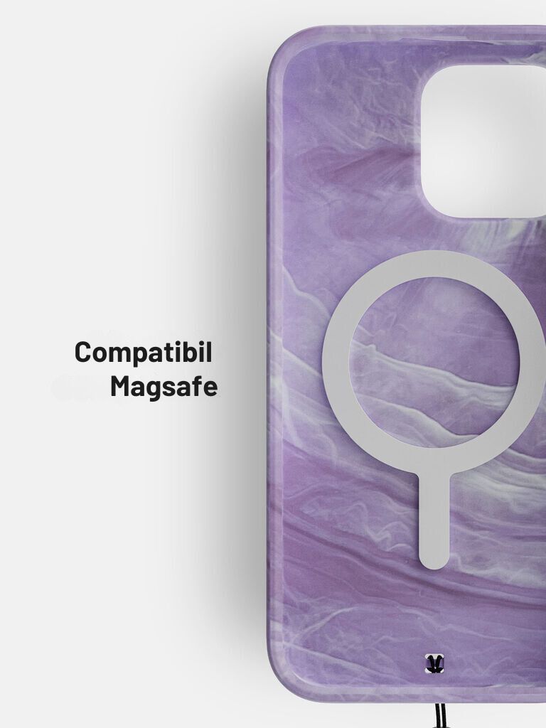 Husa Originala Bodyguardz Carve Marble cu Magsafe pentru Iphone 15 Pro Max- Mov cu Alb - 2 | YEO